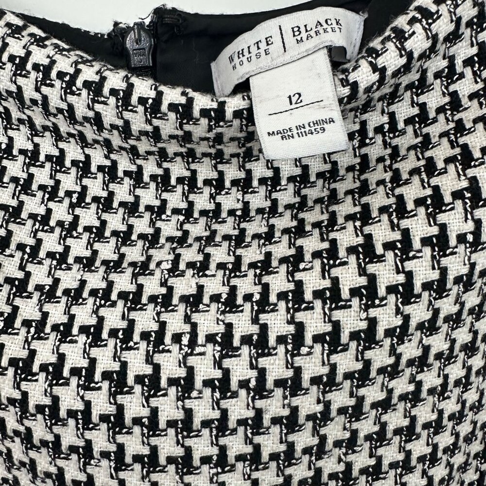 White House Black Market Houndstooth Blazer & Skirt Set | Classic Black & White - Picture 9 of 14